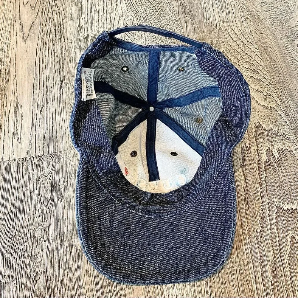 GUESS Vintage 90s Jeans Blue Denim 100% Cotton Cap Hat Adjustable Adult.